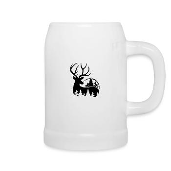 Hirsch im Wald Silhouette - Bierkrug - Weiß - Rechts