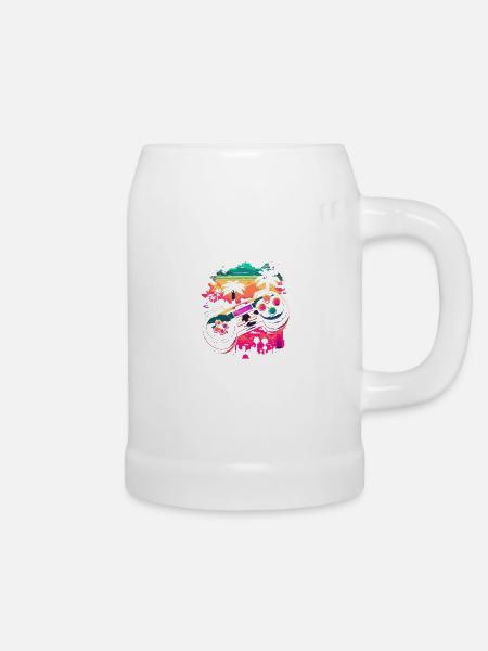 Retro Konsole - Bierkrug - Weiß