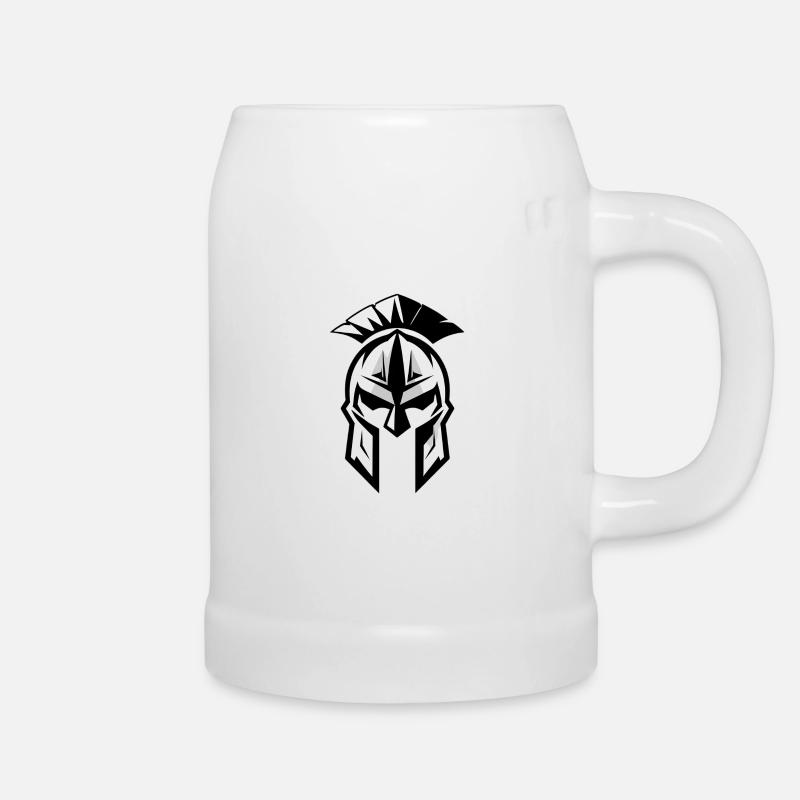 Spartanischer Helm Kontrastkunst - Bierkrug - Weiß