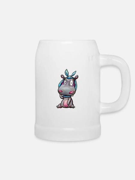 hippo with kerchief - Bierkrug - Weiß