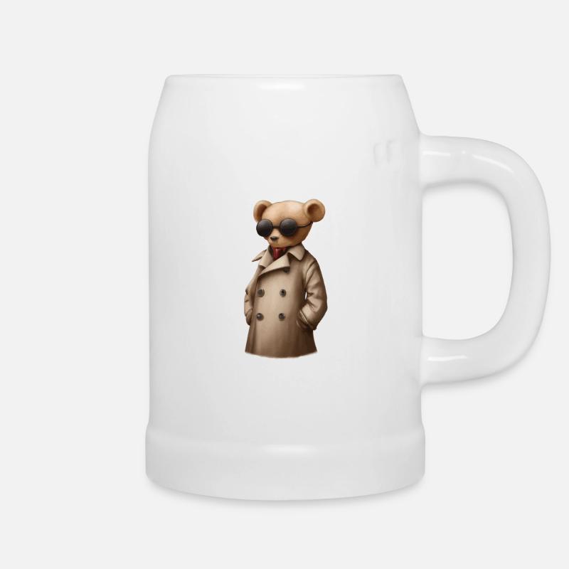 Orsacchiotto con occhiali da sole e abito - Boccale per birra - bianco