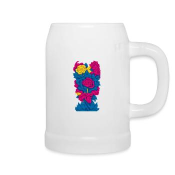 Flowers (Blue, Red, Yellow) - Beer Mug - white - Right
