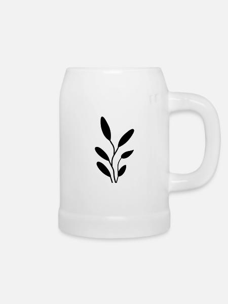 Blume mit Stiel - Bierkrug - Weiß