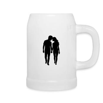 Paar Silhouette Liebe Romantik Valentinstag Freund - Bierkrug - Weiß - Rechts