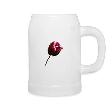 Tulipe bordeaux droite - Chope en céramique - blanc - Droite