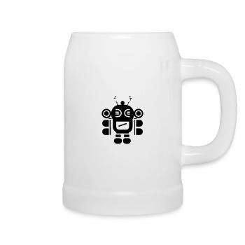 Petit robot - Chope en céramique - blanc - Droite