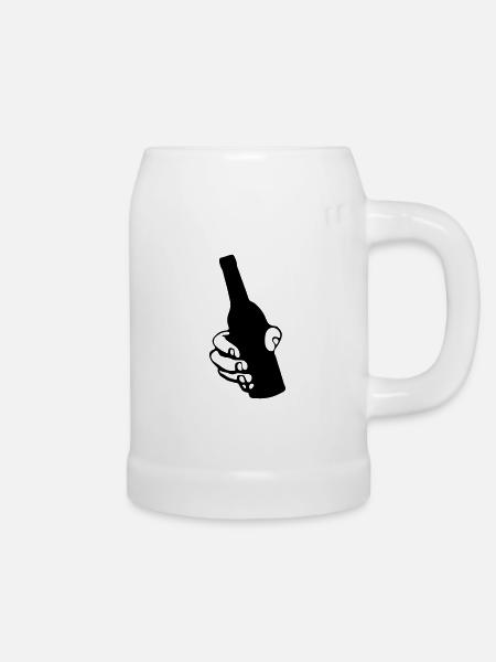 hand mit bierflasche - Bierkrug - Weiß