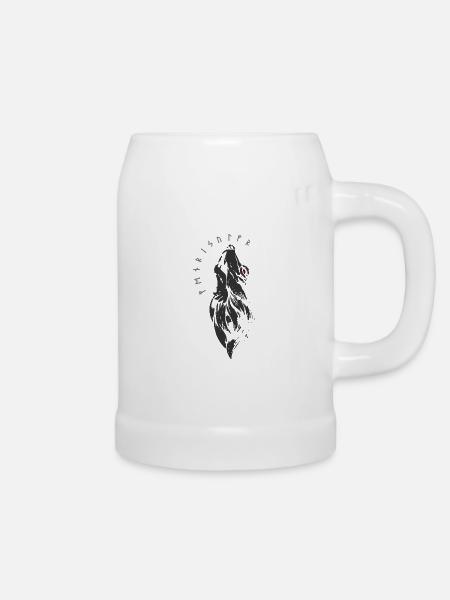 Fenrirwolf - Runes - Fenrir - Chope en céramique - blanc