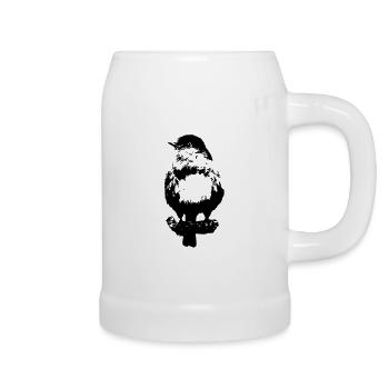 Bird Robin Birds Watching Animal Nature - Beer Mug - white - Right
