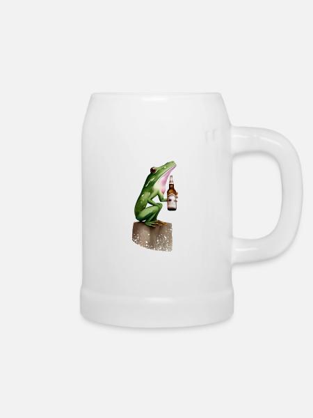 Frosch mit Bier - Bierkrug - Weiß