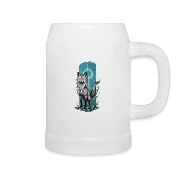 Ethereal Fox Spirit: Mystical Blue Flame Fox - Beer Mug - white - Right