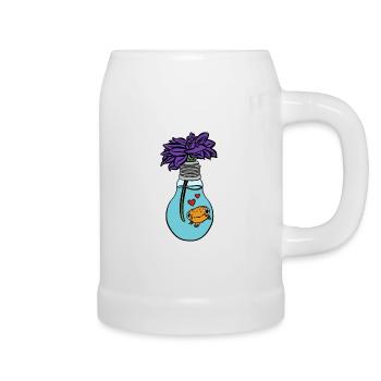 Poisson fleur - Chope en céramique - blanc - Droite