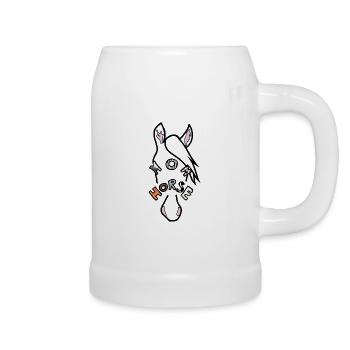 Enigmatic Horse Face with Poetic Motif - Beer Mug - white - Right