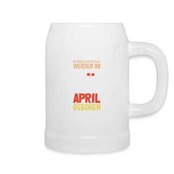April Geburtstag Alpaka Spruch Lustig - Bierkrug - Weiß - Rechts