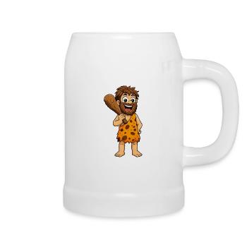 Caveman with club - Beer Mug - white - Right