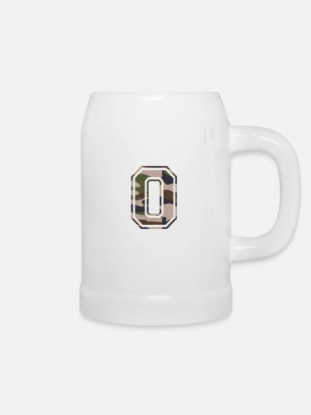 O, Monogramm, Camouflage Grün-Braun - Bierkrug - Weiß