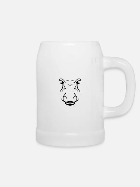 Nilpferd - Bierkrug - Weiß