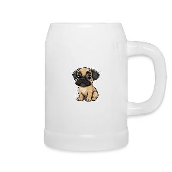 Bullmastiff Hund Comic Baby - Bierkrug - Weiß - Rechts