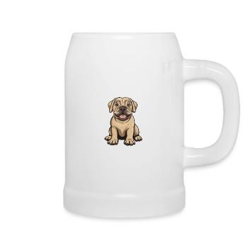 Mastiff Hund Comic Baby - Bierkrug - Weiß - Rechts