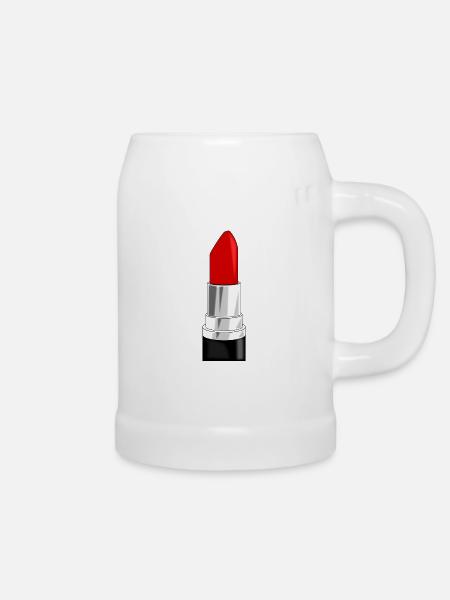 lipstick - Lippenstift rot - Bierkrug - Weiß