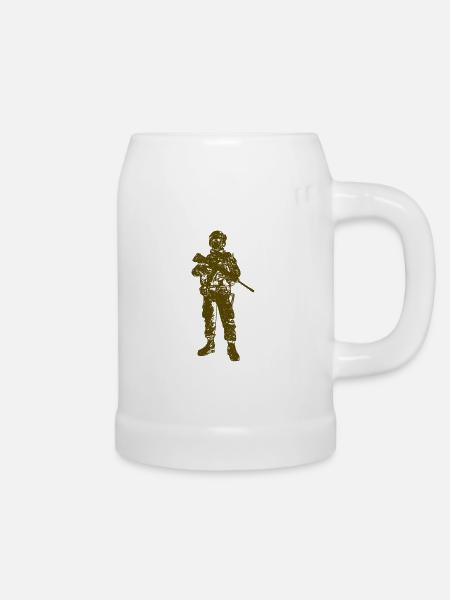 Soldat Infanterie Panzer - Bierkrug - Weiß