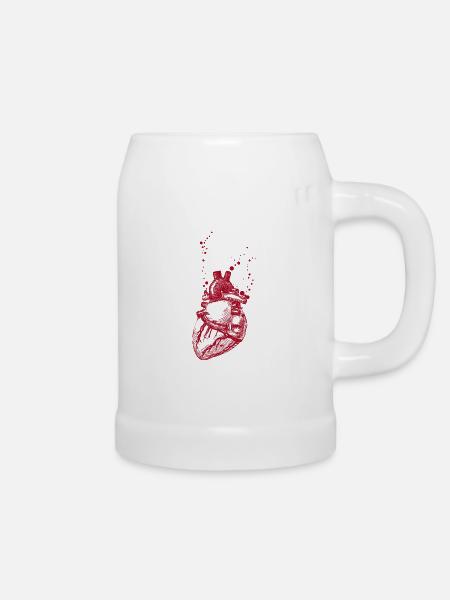 Echtes Herz - Bierkrug - Weiß