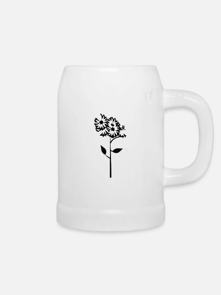 Blume mit Stiel - Bierkrug - Weiß