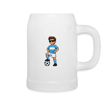 Soccer Boy Argentina Fan Argentine Flag - Beer Mug - white - Right