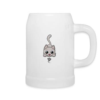 chat bande dessinée douce - Chope en céramique - blanc - Droite