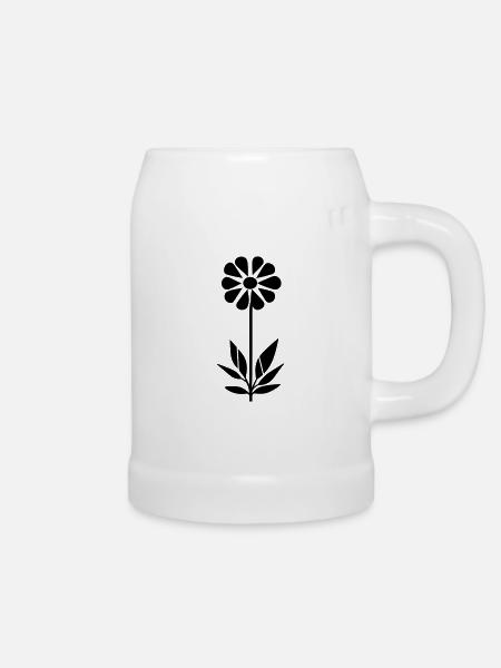 Blume mit Stiel - Bierkrug - Weiß