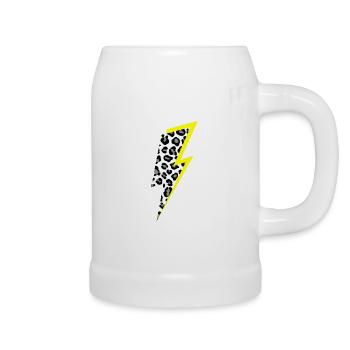 Lightning Leopard Pattern with Neon Yellow Shadow - Beer Mug - white - Right