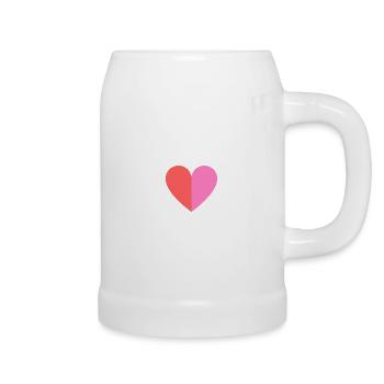 Coeur bicolore rouge-rose - Chope en céramique - blanc - Droite