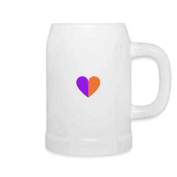 Coeur bicolore violet-orange - Chope en céramique - blanc - Droite