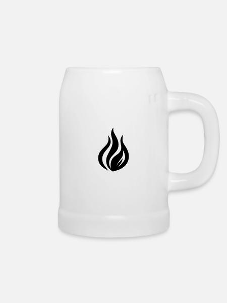 Flamme - Bierkrug - Weiß