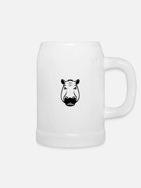 Nilpferd - Bierkrug - Weiß
