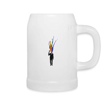 creative businessman rainbow splatter - Beer Mug - white - Right