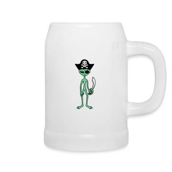 Alien Pirate Capitaine Casquette Drôle Alien - Chope en céramique - blanc - Droite