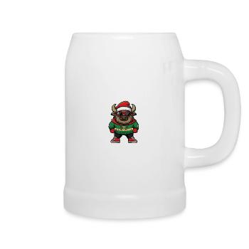 Bison Weihnachten Cool X-Mas - Bierkrug - Weiß - Rechts
