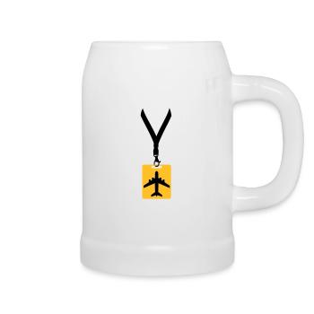 badge ligne avion avion mouche pilote vol voyage j - Chope en céramique - blanc - Droite