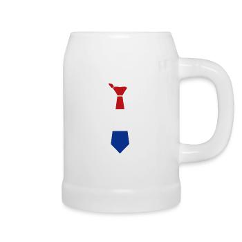 Dreikolor-Krawatte in Rot, Weiß, Blau - Bierkrug - Weiß - Rechts