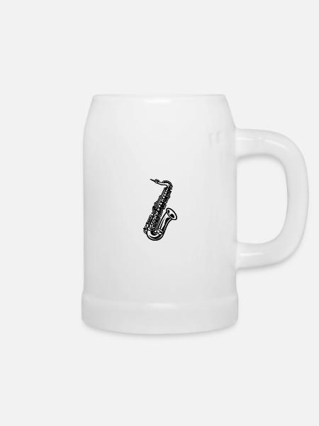 Saxophon - Bierkrug - Weiß
