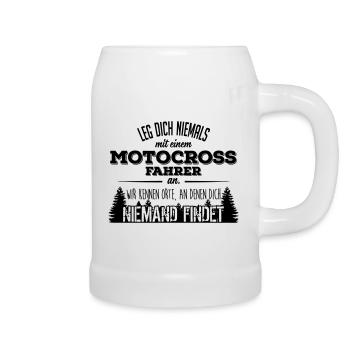 Leg dich niemals mit einem Motocross-Fahrer an - Bierkrug - Weiß - Rechts