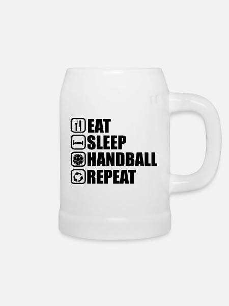 eat,sleep ,handball, repeat - Bierkrug - Weiß