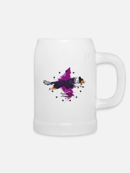 Australian Shepherd - Bierkrug - Weiß
