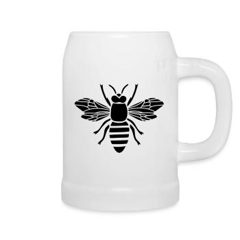 bee honey bumble bee honeycomb beekeeper wasp - Beer Mug - white - Right