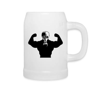 muskeln bodybuilder gas maske schutz stark kerl de - Bierkrug - Weiß - Rechts