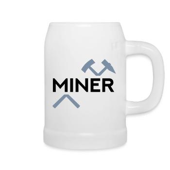 Miner (Schlägel und Eisen zerteilt) - Bierkrug - Weiß - Rechts