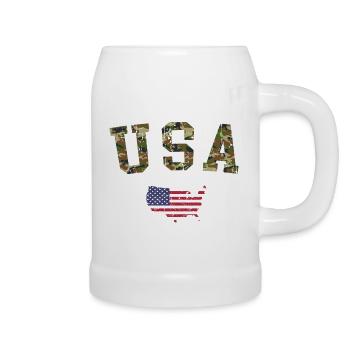 Carte des États-Unis Drapeau de modèle militaire - Chope en céramique - blanc - Droite