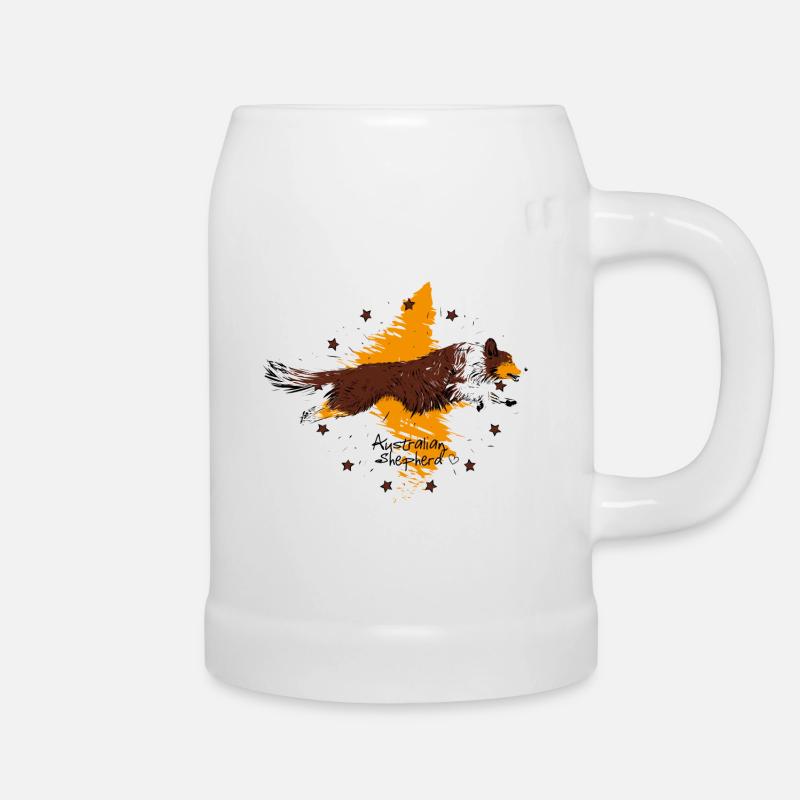 red Australian Shepherd - Bierkrug - Weiß