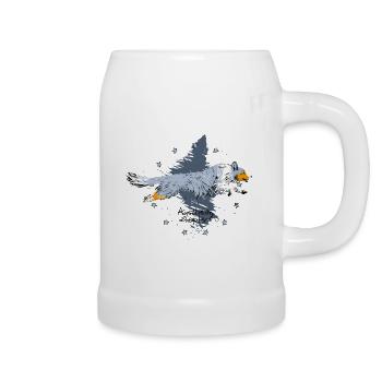 blue merle Australian Shepherd, springend - Bierkrug - Weiß - Rechts